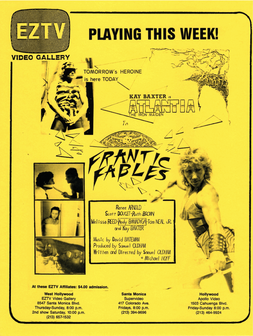 Affiche du film de Samuel Oldham, Frantic Fables avec Kay Baxter, circa 1986 - EZTV