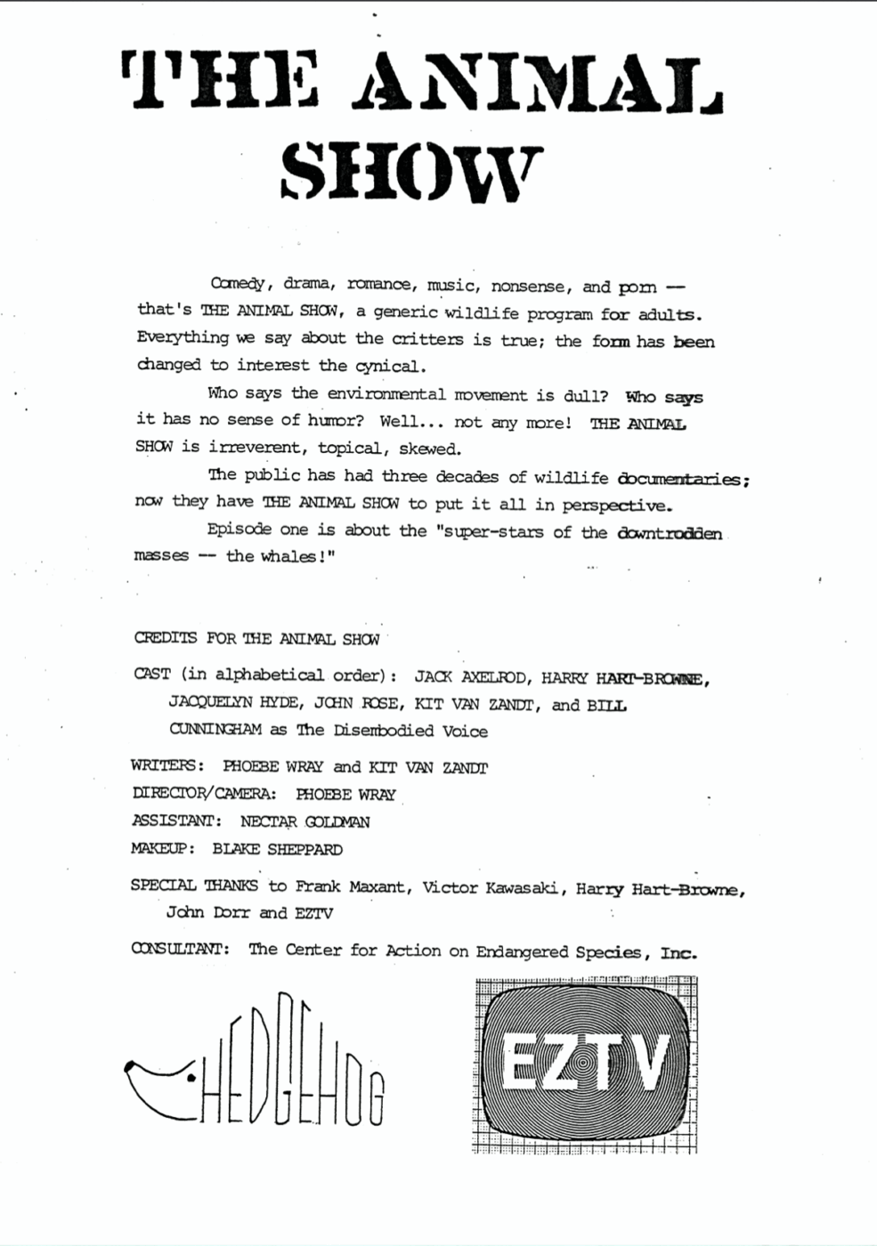 Flyer, The Animal Show, n.d. - EZTV
