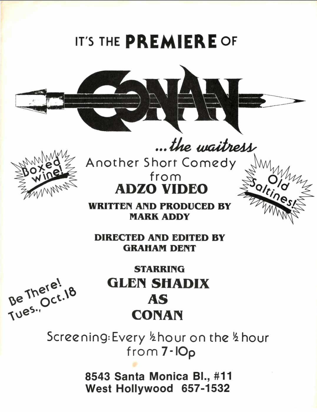 Flyer, Conan the Waitress, 1984 - EZTV