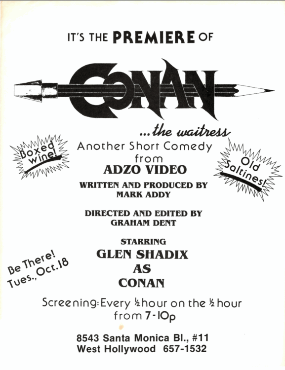 Flyer, Conan the Waitress, 1984 - EZTV