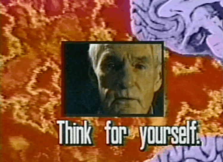Videostill from Leary/Vertical Blanking collaboration (1992) - EZTV
